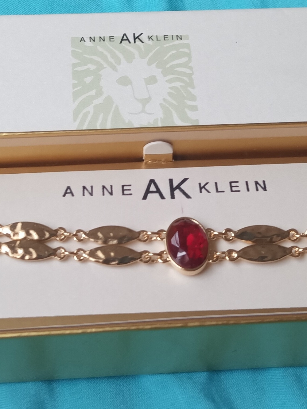ANNE AK KLEIN RUBY GOLD TONE BRACELET
